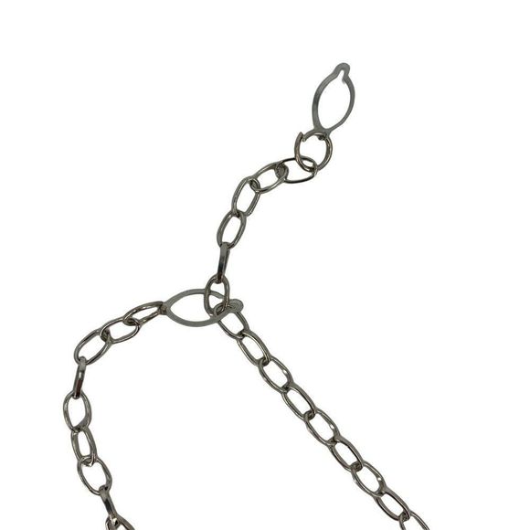 Silver Necklace Fashion Clear Crystal Stone 27" Bold Statement 0257 Pendant - Picture 5 of 9